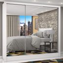 Ver imagem 1 de Guarda-Roupa Casal 3 Portas com Espelho Porto Premium Espresso Móveis Branco