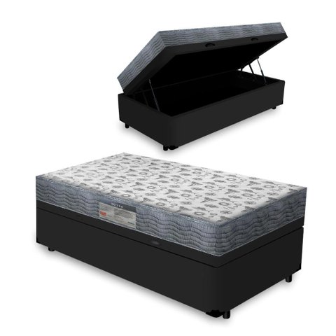 Cama Box Baú com Colchão de Espuma D33 Ortobom Iso 100 Solteiro 78cm