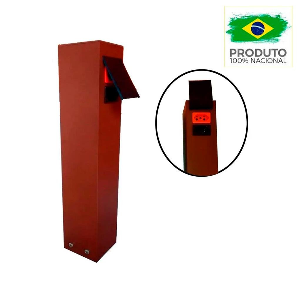 Poste Com Tomada Para Jardim Ou Área Externa Marrom