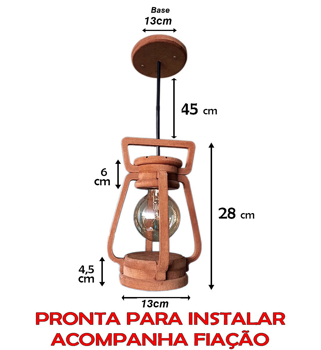 Luminária Lustre Pendente 1 Lampião 110/220 V - 2