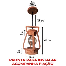 Luminária Lustre Pendente 1 Lampião 110/220 V - 2