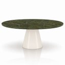 Ver imagem 1 de Mesa de Jantar Cone Oval 244x137 cm Tampo Mármore Vitória Régia Base Laca Off White