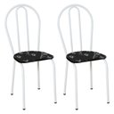 Ver imagem 1 de Kit 2 Cadeiras de Cozinha Texas Estampado Preto Florido Pés de Ferro Branco - Pallazio
