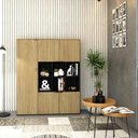 Ver imagem 4 de Armário Alto com Nichos e 05 Portas 161,5x135x42cm Wlan135 Preto Tx com Vermont Oak