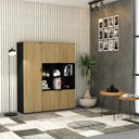 Ver imagem 2 de Armário Alto com Nichos e 05 Portas 161,5x135x42cm Wlan135 Preto Tx com Vermont Oak