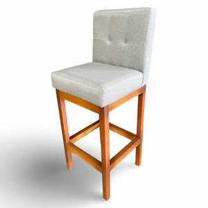 Banqueta Alta com Encosto Anatomico Tokio Linho Cinza Claro - G2home