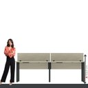 Ver imagem 4 de Escrivaninha Plataforma 4 Lugares Aço 200x120cm Corporativa Light Cinza/Castanheira Marrom/Preto