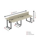 Ver imagem 3 de Escrivaninha Plataforma 4 Lugares Aço 200x120cm Corporativa Light Cinza/Castanheira Marrom/Preto