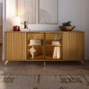 Ver imagem 1 de Buffet Neon Float 4 Portas 100% MDF com Vidro Reflecta e LED Carvalho
