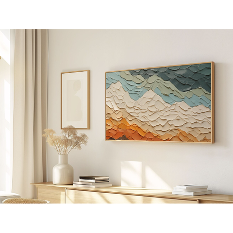Quadro Decorativo N°78 115x70cm - Panorâmico Abstrato - Montanhas Espatulado Rollflex