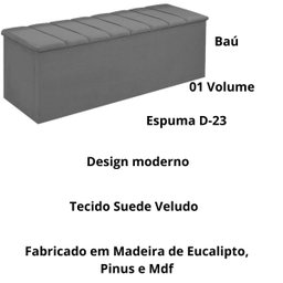 Recamier Calçadeira Cancum Bau 140 Cm Suede Cinza - Fm - 2