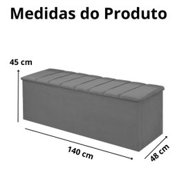 Recamier Calçadeira Cancum Bau 140 Cm Suede Cinza - Fm - 5
