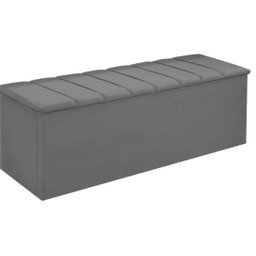 Recamier Calçadeira Cancum Bau 140 Cm Suede Cinza - Fm - 3