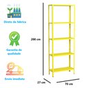 Ver imagem 2 de Estante Aço 5 Prateleiras Livros Cozinha Quarto Eaf014 Amarelo