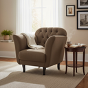 Ver imagem 2 de Poltrona Decorativa Dália Linho Marrom Pés Madeira Mz Decor