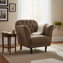 Ver imagem 1 de Poltrona Decorativa Dália Linho Marrom Pés Madeira Mz Decor