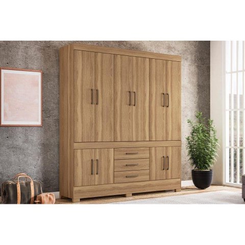 Guarda Roupa 10 Portas e 3 Gavetas New Murano Amêndola - Demóbile