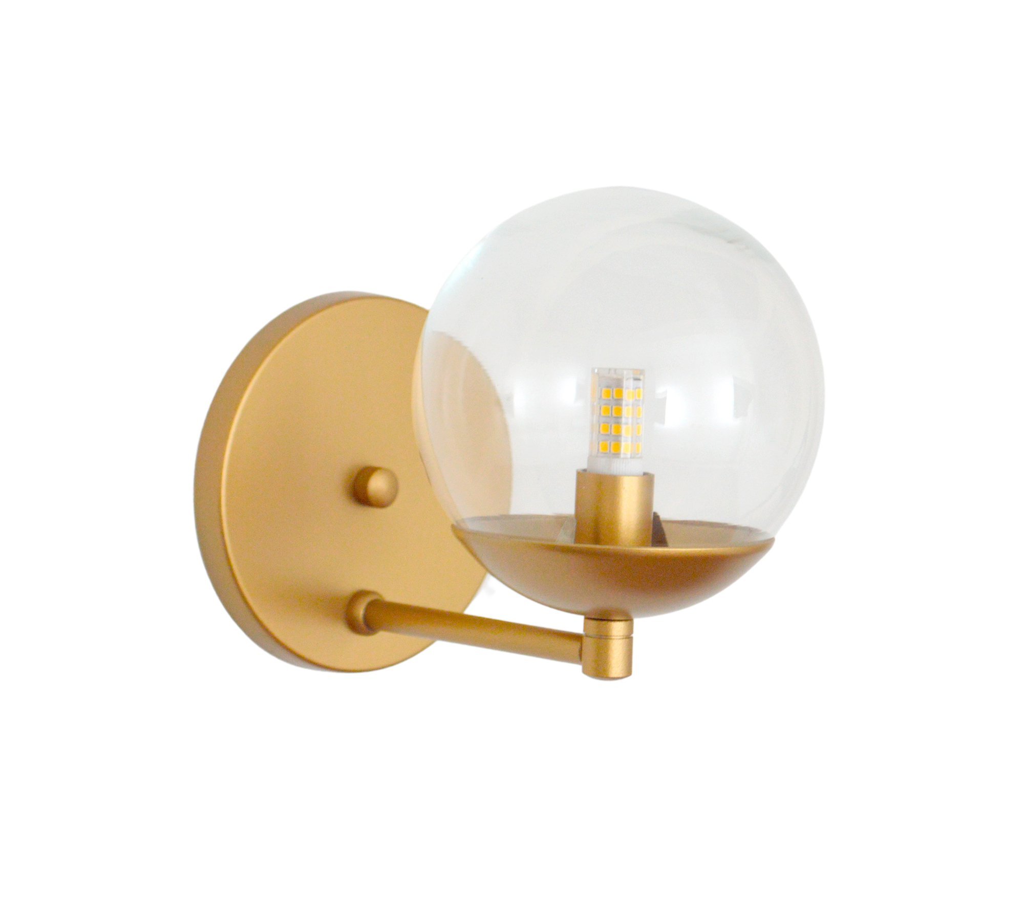 Arandela Jabuticaba Dourada bola/globo de vidro Cristal.:Dourado - 1