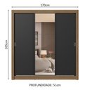 Ver imagem 4 de Guarda-roupa Casal 3 Portas de Correr com Espelho 4 Gavetas Rustic/preto Sublime Plus Madesa