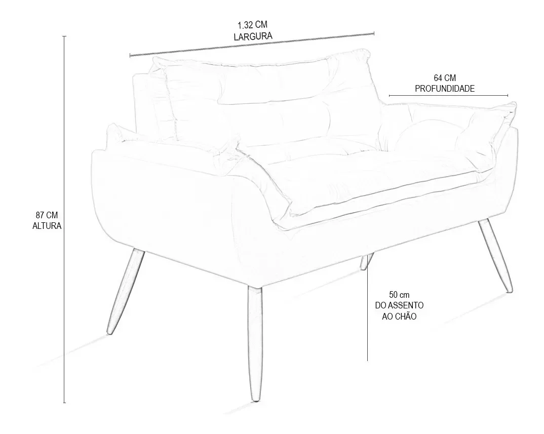 Ver imagem 7 de Sofá Namoradeira Opala 2 Lugares Confortável - V8 Decor:preto