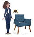 Ver imagem 3 de Kit 2 Poltronas Decorativa Camila Suede Azul Marinho Pés Madeira Ms Decor