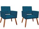 Ver imagem 1 de Kit 2 Poltronas Decorativa Camila Suede Azul Marinho Pés Madeira Ms Decor