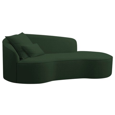 Divã Recamier Curvo Sala de Estar Inglaterra Lado Direito 200cm Linho Verde - Incasa Decor