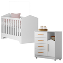 Ver imagem 1 de Quarto Bebê Moderno Cômoda e Berço Incluso 100% Mdf:branco
