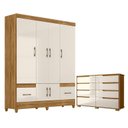 Ver imagem 1 de Guarda Roupa Casal Ms912 e Cômoda Georgia Freijó Off White – Moval