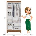 Ver imagem 2 de Guarda Roupa Solteiro Lima 3 Portas Naturale Branco - Moval