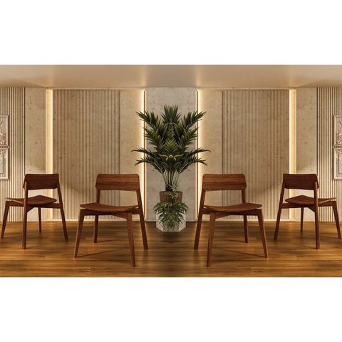 Conjunto Nature com 4 Cadeiras Madeira Pinus Rústico Escuro