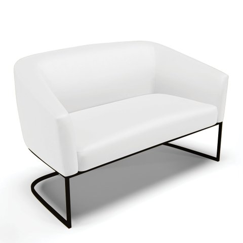 Sofá Namoradeira 2 Lugares Base Industrial Preto Stella Corino Branco D03 - D'Rossi
