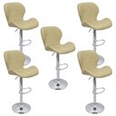 Ver imagem 1 de Conjunto 05 Banquetas Slim Couro Pu Regulagem de Altura - Nude Bege