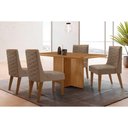 Ver imagem 1 de Sala Jantar Mesa Berlim Tampo Curvo 120cm+4 Cadeiras Dafne Madeira Naturale - Capuccino/suede
