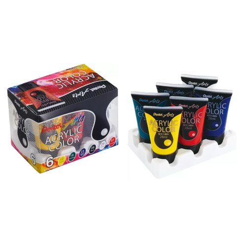 Tinta Acrílica 6 Cores 28ml Artístico Poster Color - Pentel