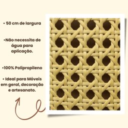Palhinha Indiana Fibra Sintética Assento Rattan Sextavado 1,00m X 50cm - 3