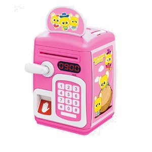 Cofrinho Digital Infantil Senha Biometria Decorativa Economia Mesada Moedas Notas Rosa
