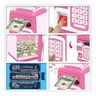 Cofrinho Digital Infantil Senha Biometria Decorativa Economia Mesada Moedas Notas Rosa - 2
