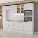 Ver imagem 1 de Cozinha Completa com Balcão Milla Linea Sept 12 Portas 5 Gavetas MDF Branco Móveis Carraro