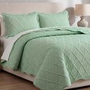 Ver imagem 1 de Kit Cobre Leito Colcha Ipanema King 3 Peças Percal 300 Fios Matelassê Verde Clara Luz Decora