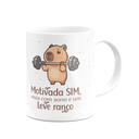 Ver imagem 2 de Caneca Divertida Capivaras - Motivada Sim, Mas com Sono
