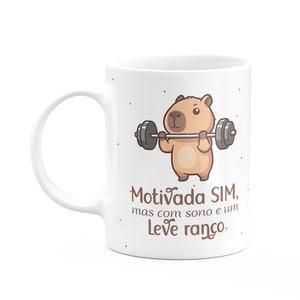 Caneca Divertida Capivaras - Motivada Sim, Mas com Sono