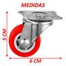 Kit 4pçs Roda Rodizio Giratório Reforçado Universais de 40mm - 5