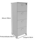 Ver imagem 3 de Arquivo 04 Gavetas Pasta Suspensa – 1,32×0,46×0,42m – INCOFLEX – CINZA/CINZA – 21211