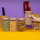 Ver imagem 6 de Kit 4 Potes de Vidro 1,1l Tampa de Bambu Herméticos Redondos - Tüd