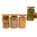 Ver imagem 2 de Kit 4 Potes de Vidro 1,1l Tampa de Bambu Herméticos Redondos - Tüd
