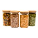 Ver imagem 1 de Kit 4 Potes de Vidro 1,1l Tampa de Bambu Herméticos Redondos - Tüd
