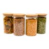 Kit 4 Potes de Vidro 1,1l Tampa de Bambu Herméticos Redondos - Tüd - 1