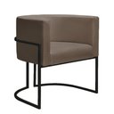 Ver imagem 3 de Kit 2 Poltronas Reforçadas Decorativa Sala Nayara Base Ferro Preto Suede Capuccino