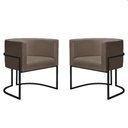 Ver imagem 1 de Kit 2 Poltronas Reforçadas Decorativa Sala Nayara Base Ferro Preto Suede Capuccino